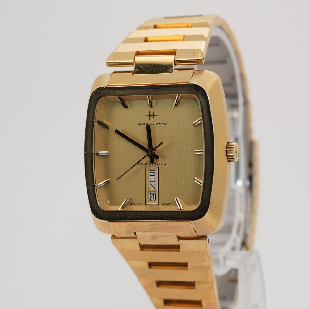 Hamilton Auto Date Chadwick Watch 826017-4 34mm Automatic Vintage Gold Tone